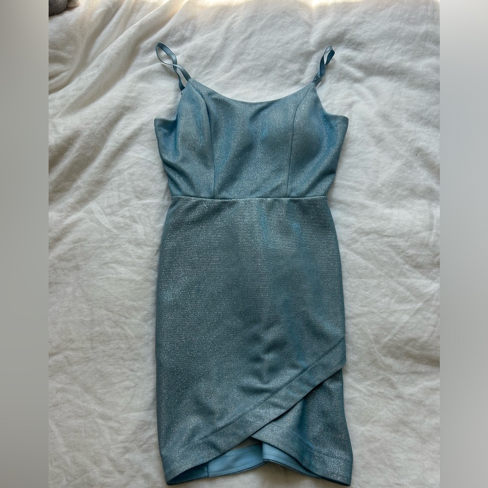 BLUE SPARKLE CROSS DRESS